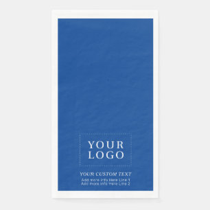 Simple Royal Blue Custom Business Logo Promotional Paper Guest Towels