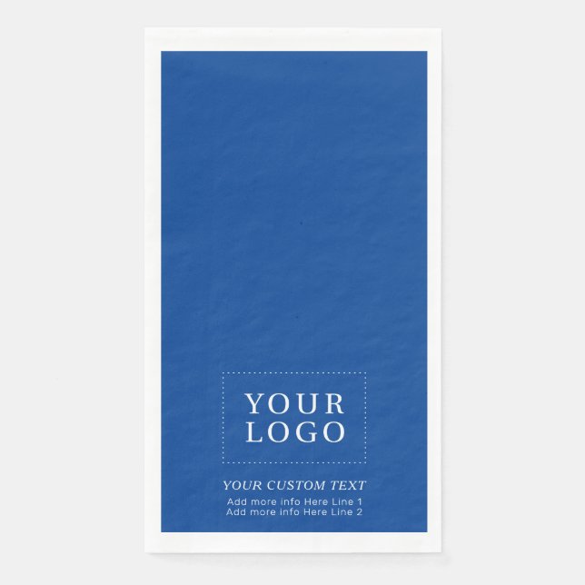 Simple Royal Blue Custom Business Logo Promotional Paper Guest Towels (Front)