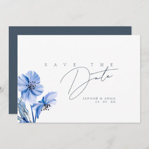 Simple Royal Blue Opulence Floral Wedding Save The Date