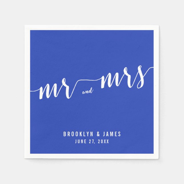 Simple Royal Blue Wedding Napkins (Front)