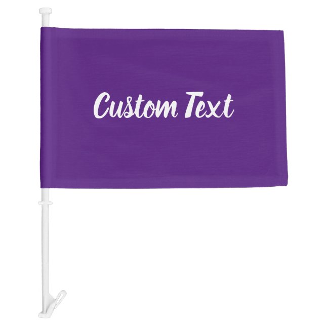 Simple Royal Purple and White Script Text Template Car Flag (Front)