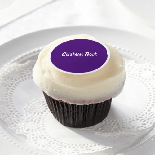 Simple Royal Purple and White Script Text Template Edible Frosting Rounds