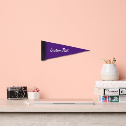 Simple Royal Purple and White Script Text Template Pennant Flag