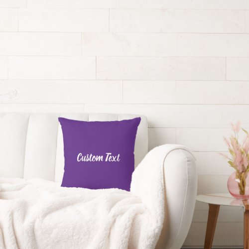Simple Royal Purple and White Script Text Template Throw Pillow