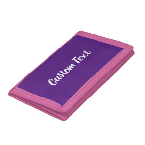 Simple Royal Purple and White Script Text Template Tri-fold Wallet
