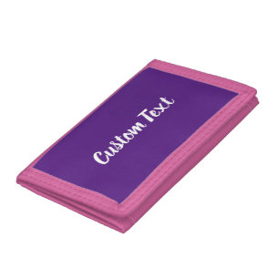 Simple Royal Purple and White Script Text Template Tri-fold Wallet