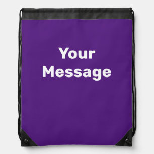 Simple Royal Purple and White Text Template Drawstring Bag