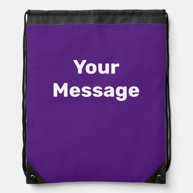 Simple Royal Purple and White Text Template Drawstring Bag (Front)