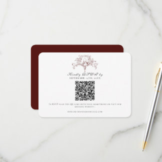 Simple RSVP Burgundy Red French Toile Doves Art Card