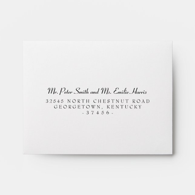 Simple RSVP Envelope with Printed Return Address (Front)