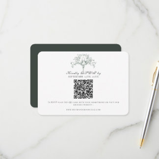 Simple RSVP Forest Green French Toile Doves Art Card