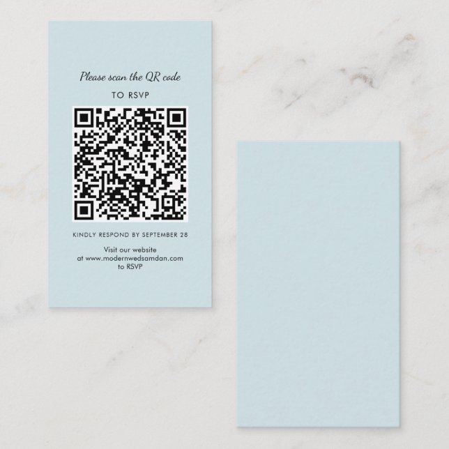 Simple RSVP QR Code Wedding Enclosure Card (Front/Back)