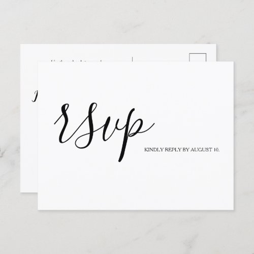 Simple RSVP Script Typography response Wedding Invitation Postcard