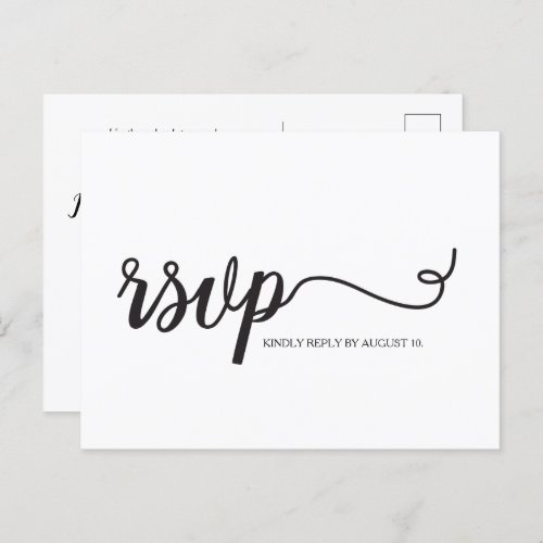 Simple RSVP Script Wedding Typography response Invitation Postcard