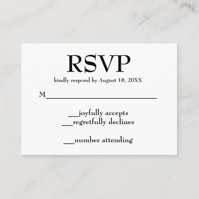Simple RSVP Wedding Enclosure Cards (Front)