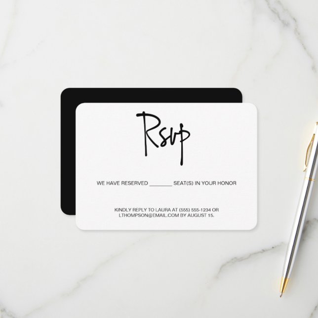 Simple RSVP without mailing Reserved Seat Card (Front/Back In Situ)