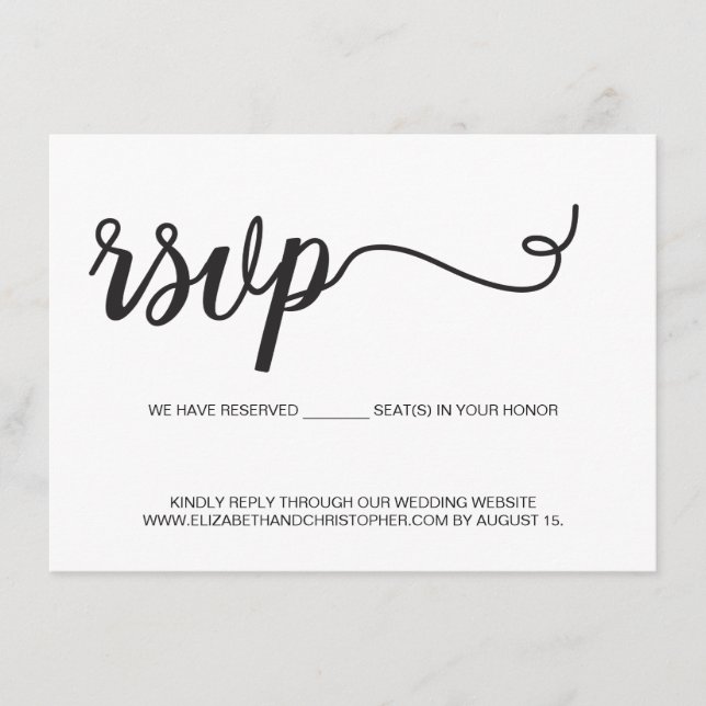 Simple RSVP without mailing Reserved Seat QR code Enclosure Card (Front)