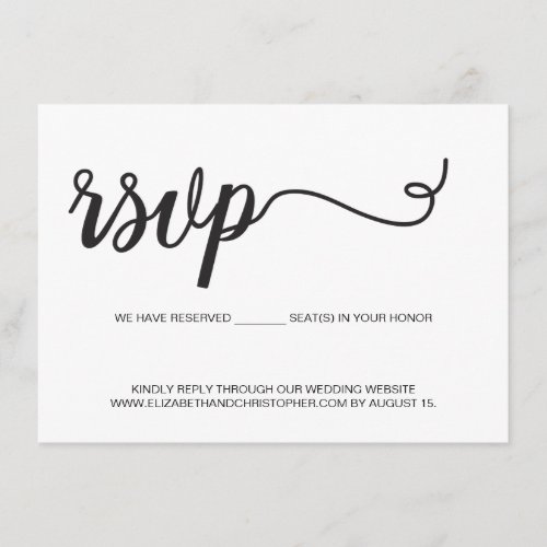 Simple RSVP without mailing Reserved Seat QR code Enclosure Card