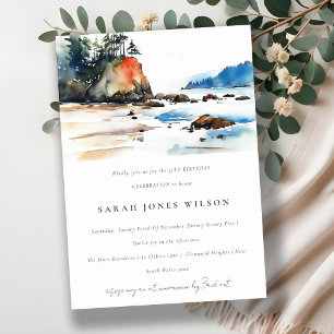 Simple Ruby Beach Olympic National Park Birthday Invitation