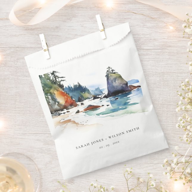 Simple Ruby Beach Olympic National Park Wedding Favor Bag (Clipped)