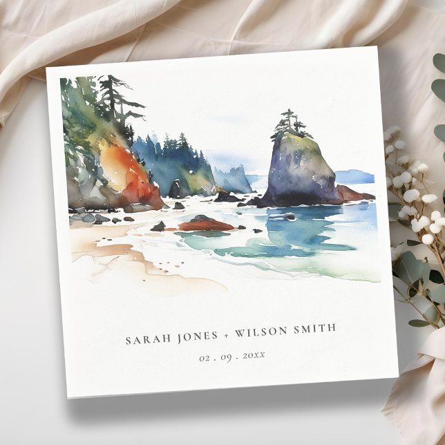 Simple Ruby Beach Olympic National Park Wedding Napkins (Creator Uploaded)