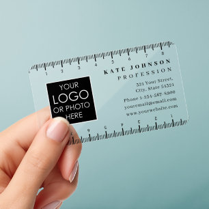 Simple Ruler Company Logo or Photo Clear Business Cards