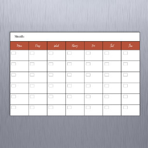 Simple Rust Monthly Calendar Magnetic Dry Erase Sheet