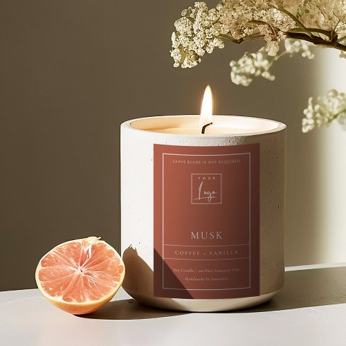 SIMPLE RUST TERRACOTTA RED LOGO BORDER CANDLE FOOD LABEL