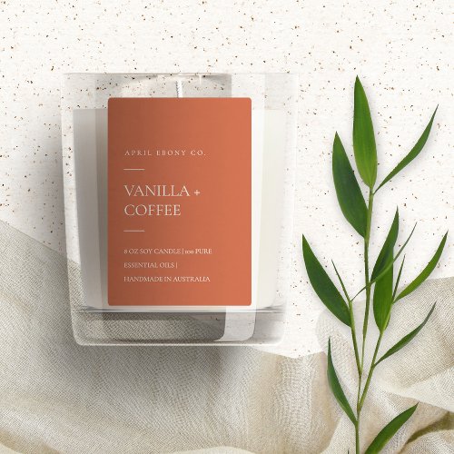 SIMPLE RUST TERRACOTTA RED MINIMAL MODERN CANDLE FOOD LABEL