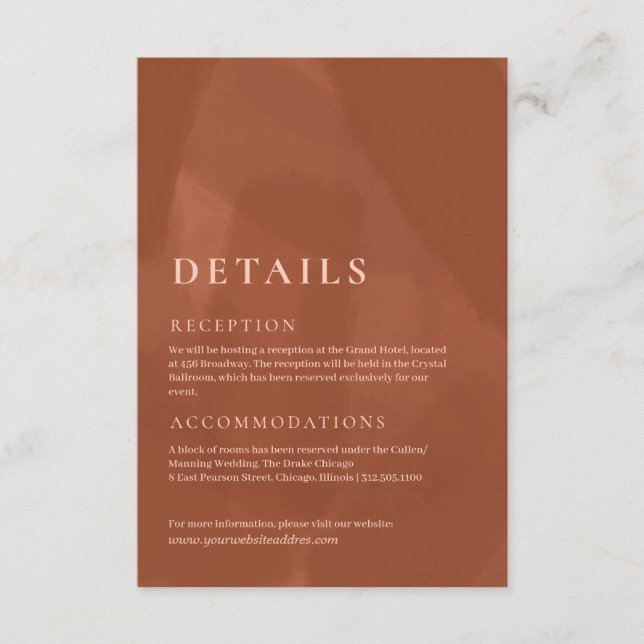 Simple rust wedding color enclosure card (Front)