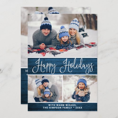 Simple Rustic 4 PHOTO Christmas Greeting Holiday Card