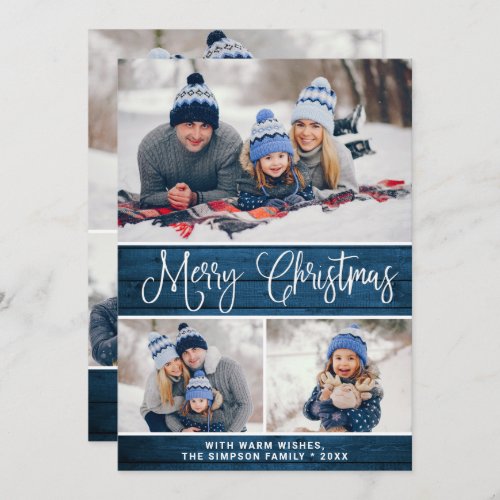 Simple Rustic 6 PHOTO Christmas Greeting Holiday Card
