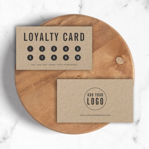 Simple Rustic Add Your Logo Kraft Loyalty Card