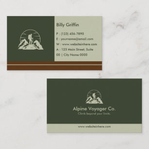Simple Rustic Adventure Hikers Bold Deep Green  Business Card