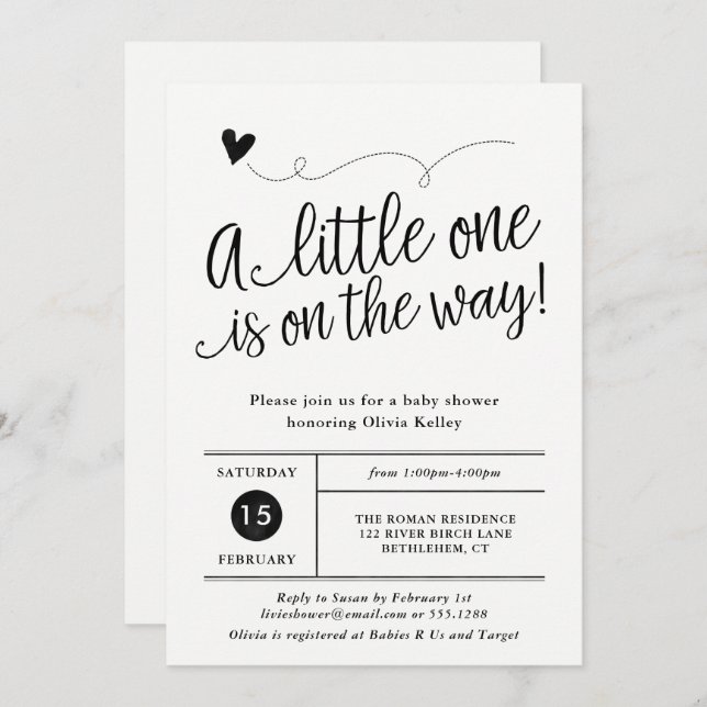 Simple Rustic Baby Shower, Gender Neutral Invitation (Front/Back)