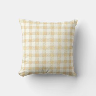 Simple Rustic Beige Cream Gingham Plaid Throw Pillow