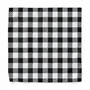 Simple Rustic Black and White Gingham Plaid  Bandana