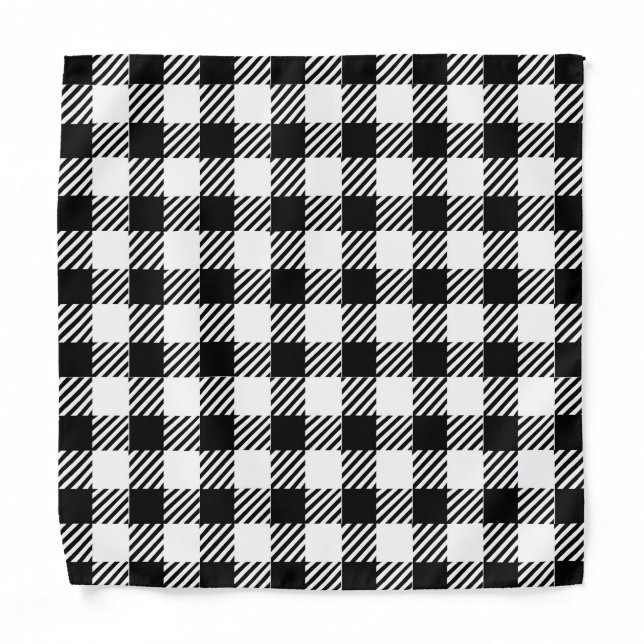 Simple Rustic Black and White Gingham Plaid  Bandana (Front)