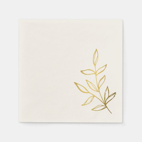 Simple Rustic Bohemian Gold Leaves Wedding Napkins