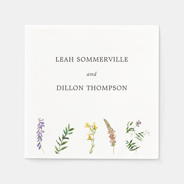 Simple Rustic Boho Floral Wildflower Wedding Napkins (Front)