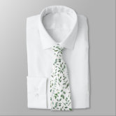 Pastel Light Green Floral Vines Pattern Neck Tie