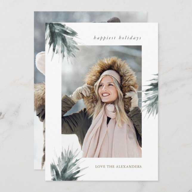 Simple Rustic Branches Two Photo Christmas Holiday (Front/Back)