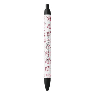 Simple Rustic Burgundy Floral Bloom wedding Pen