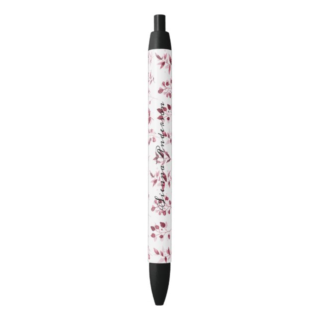 Simple Rustic Burgundy Floral Bloom wedding Pen (Front Vertical)