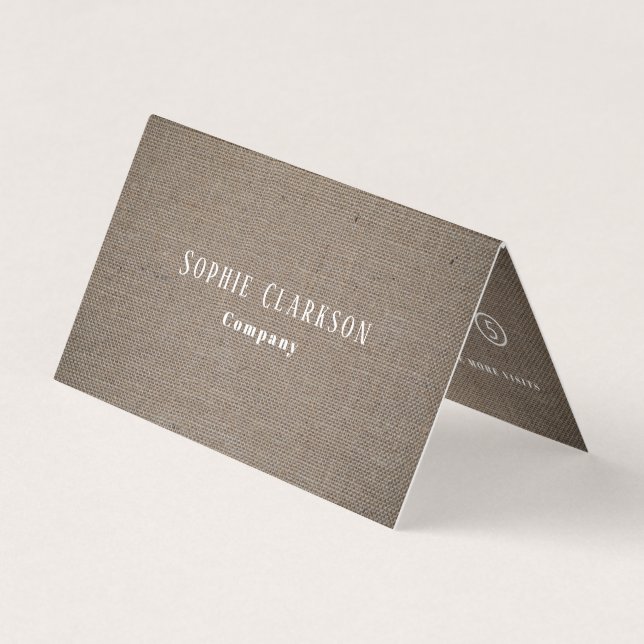 Simple Rustic Burlap Effect Double Loyalty Business Card (Front)