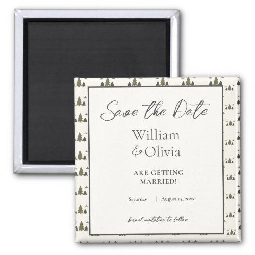 Simple Rustic Chic Forest Pattern Wedding Magnet