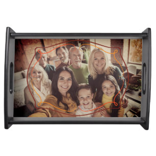 Simple Rustic Classic Beautiful Family Photo Serving Tray