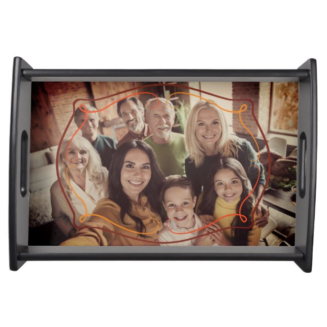 Simple Rustic Classic Beautiful Family Photo Serving Tray (Front)
