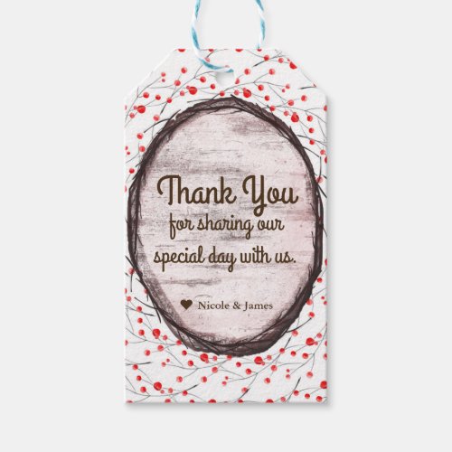 Simple Rustic Country Holiday Wedding Favor Berry Gift Tags