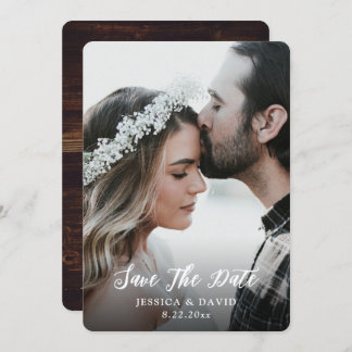 Simple Rustic Country Wood Photo Wedding Save The Date
